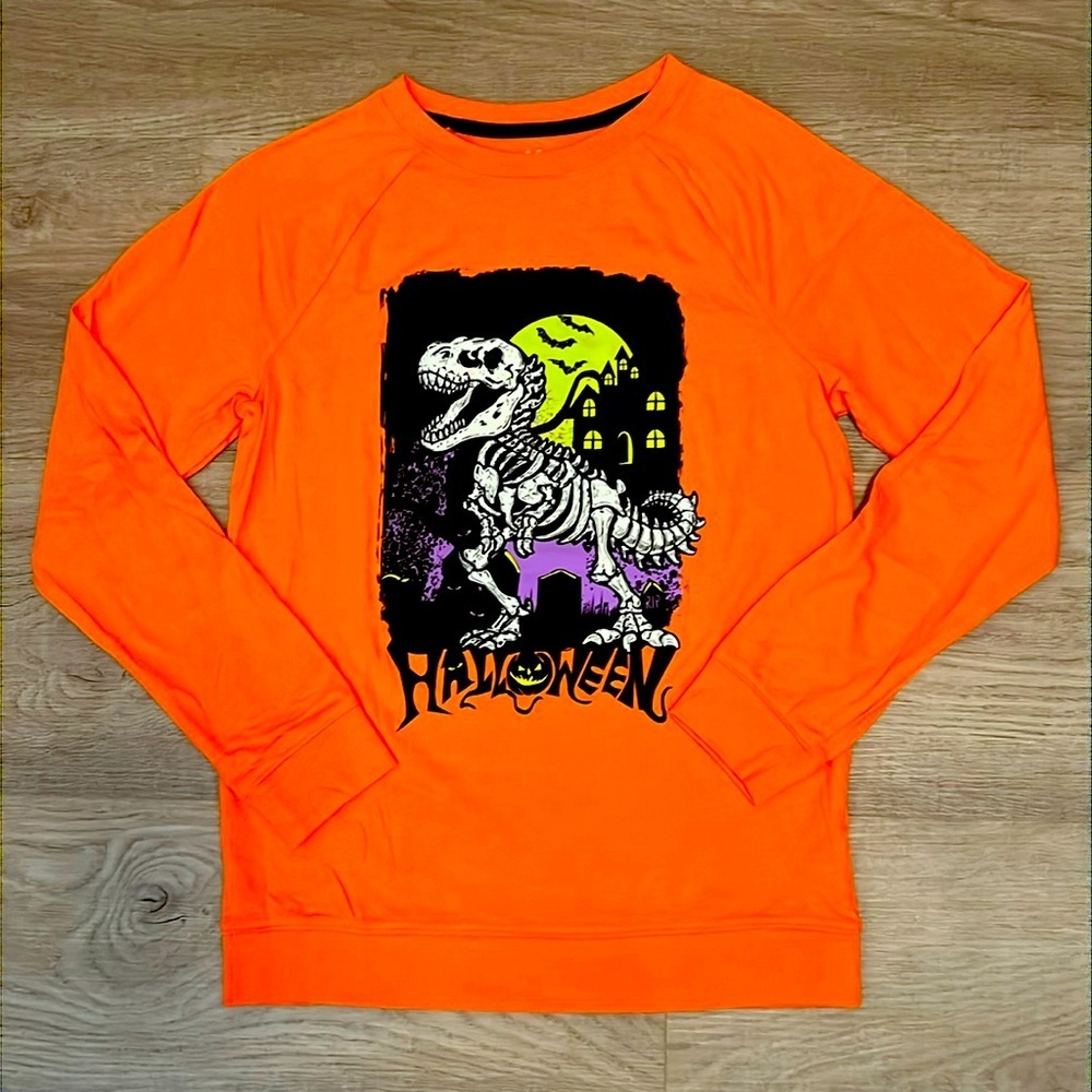 Adorable NWOT Cat & Jack Dinosaur Bones Halloween Long Sleeve Tee (L 12/14)